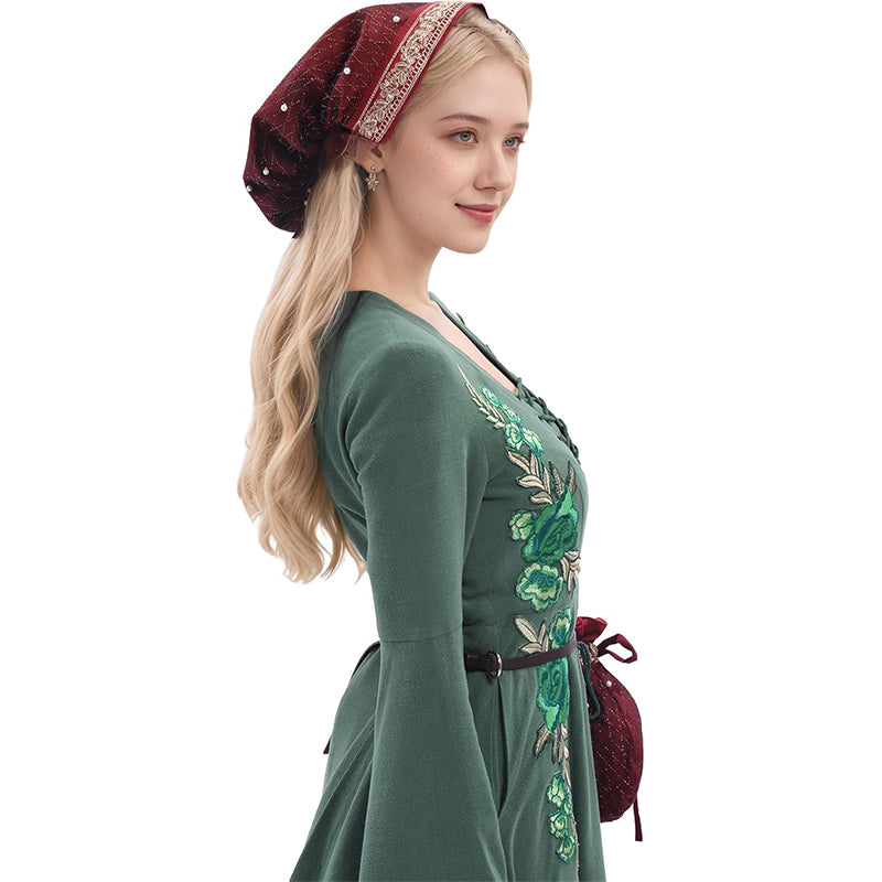 Women Medieval Renaissance Snood Cap With Pearl Maid Hat Victorian Headwear Headpiece Cosplay Costume Accessories Cap
