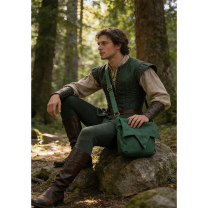 Women Men Medieval Renaissance Leaf Bag Ren Faire Purse Elf Pouch Bag Canvas Adjustable Zipper Fairy Purse Cosplay Costume Accessories