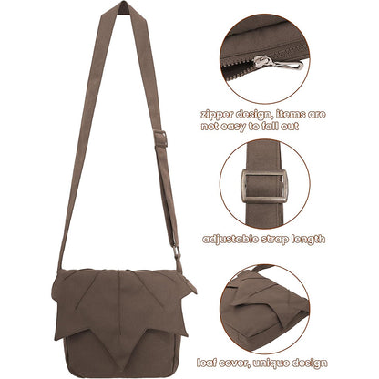 Women Men Medieval Renaissance Leaf Bag Ren Faire Purse Elf Pouch Bag Canvas Adjustable Zipper Fairy Purse Cosplay Costume Accessories