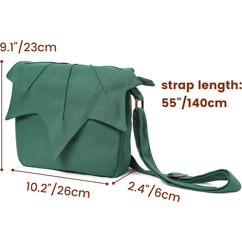 Women Men Medieval Renaissance Leaf Bag Ren Faire Purse Elf Pouch Bag Canvas Adjustable Zipper Fairy Purse Cosplay Costume Accessories