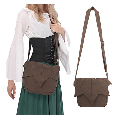 Women Men Medieval Renaissance Leaf Bag Ren Faire Purse Elf Pouch Bag Canvas Adjustable Zipper Fairy Purse Cosplay Costume Accessories