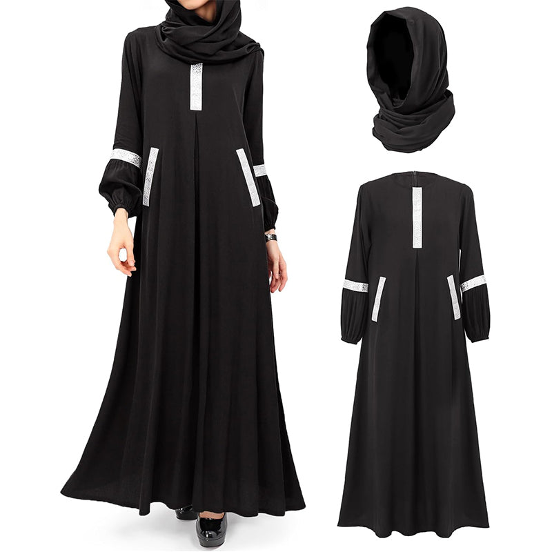 Women Muslim Abayas Dress with Hijabs Long Sleeve Modest Dubai Outfits Arabian Robe Prayer Clothes
