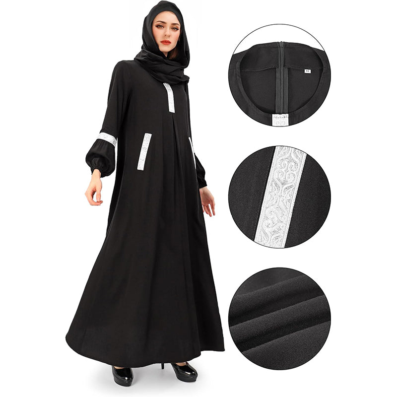 Women Muslim Abayas Dress with Hijabs Long Sleeve Modest Dubai Outfits Arabian Robe Prayer Clothes