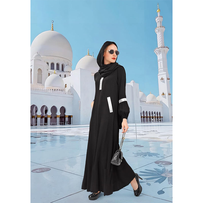 Women Muslim Abayas Dress with Hijabs Long Sleeve Modest Dubai Outfits Arabian Robe Prayer Clothes