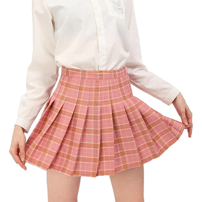 Women Plaid Skirt With Shorts High Waist Pleated Skater Skirts Schoolgirl Skirt