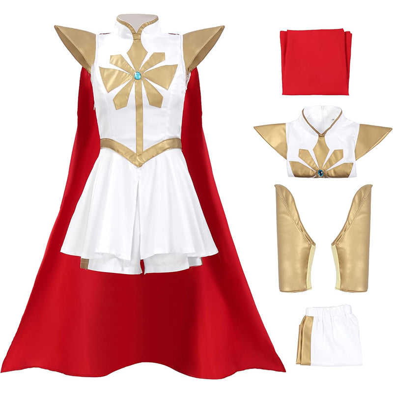 Women Power Princess Cosplay Dress With Red Cloak for Halloween Party