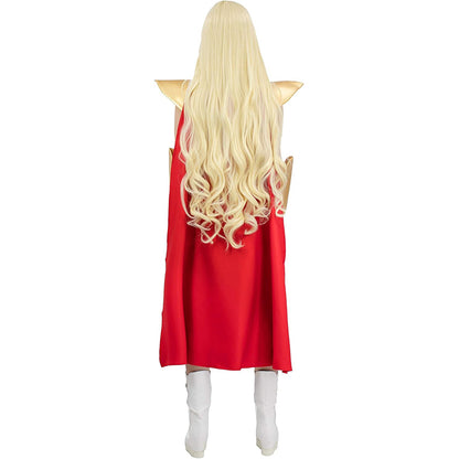 Women Power Princess Cosplay Dress With Red Cloak for Halloween Party