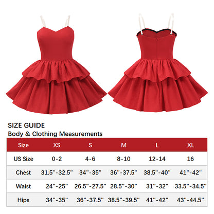 Women Red Strapless Dress Cosplay Costume Full Set Outfit for Halloween Party Daily Wear
