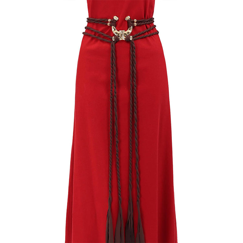 Women Renaissance Dress Cross Belt Medieval Witch Pagan Rope Waist Cha ...