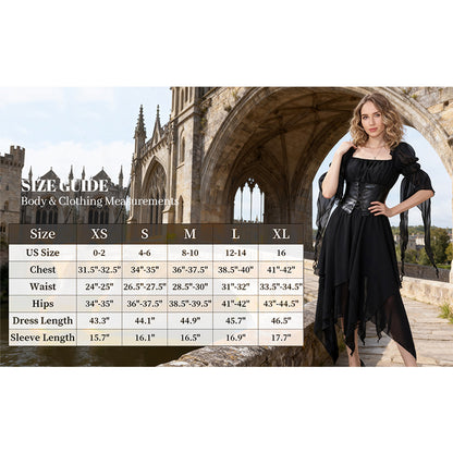 Women Renaissance Dress Pirate Gothic Victorian Black Underdress Medieval Ren Faire Ruffle Elastic Waist Tiered Long Dress For Party Daily Wear
