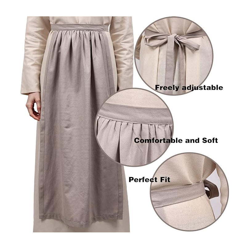 Women Renaissance Half Apron Medieval Vintage Linen Waist Apron Cosplay Costume Accessories