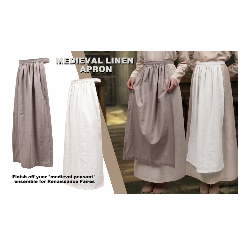Women Renaissance Half Apron Medieval Vintage Linen Waist Apron Cosplay Costume Accessories