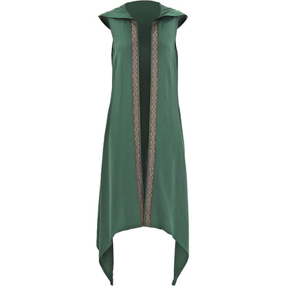 Women Renaissance Long Vest Medieval Hooded Surcoat Ren Faires Tunic Tops Sleeveless Celtic Cosplay Costume Hoods Vest Surcoat