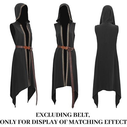 Women Renaissance Long Vest Medieval Hooded Surcoat Ren Faires Tunic Tops Sleeveless Celtic Cosplay Costume Hoods Vest Surcoat