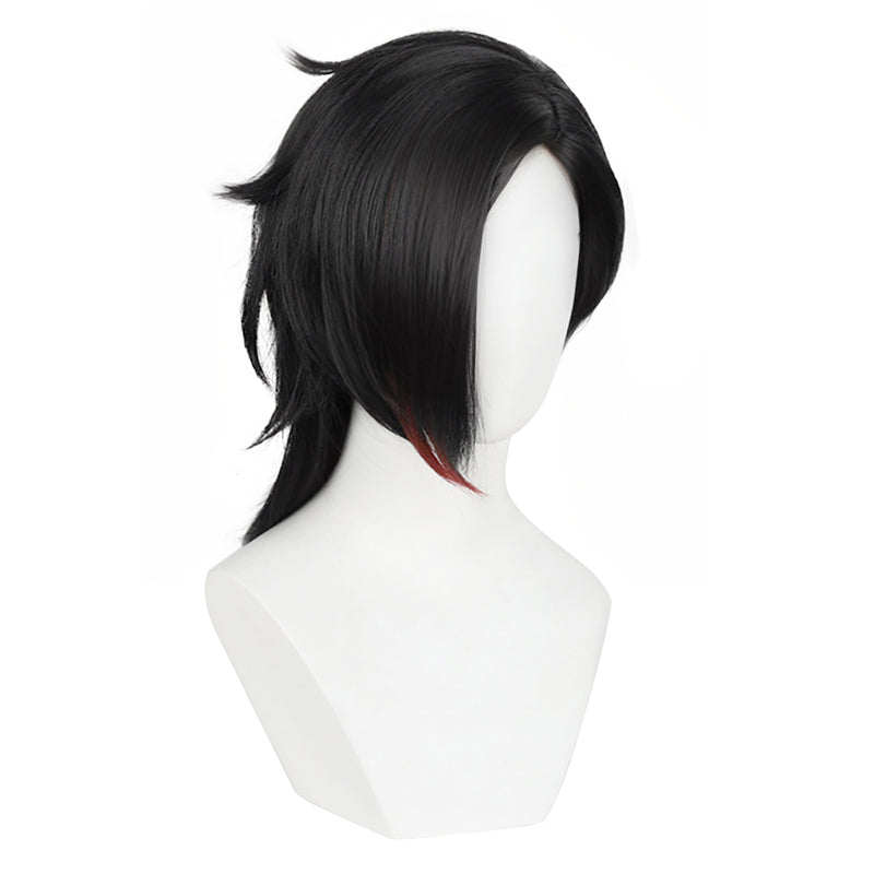 Women Short Black Wig with Bangs Game Cosplay Hair Wig for Halloween