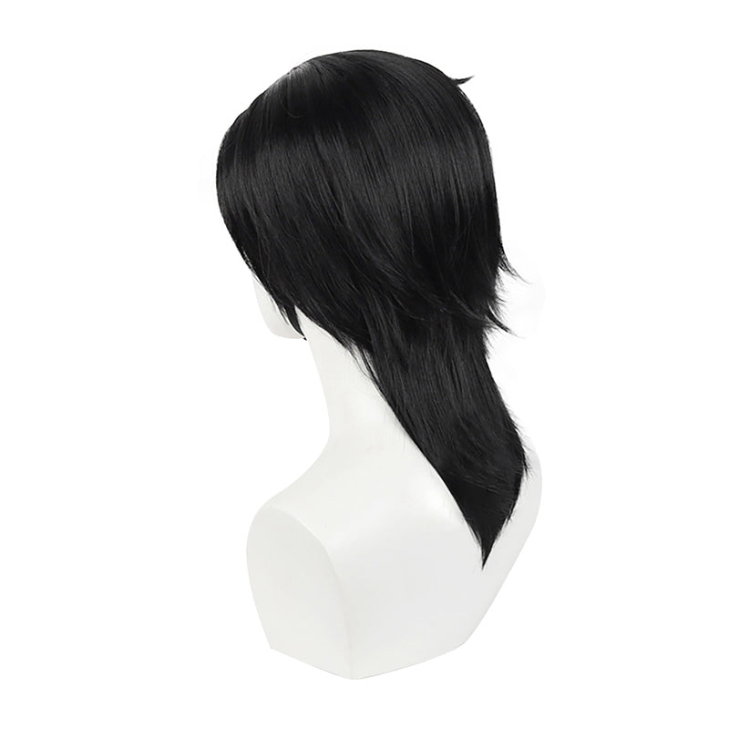 Women Short Black Wig with Bangs Game Cosplay Hair Wig for Halloween