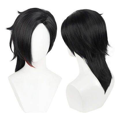 Women Short Black Wig with Bangs Game Cosplay Hair Wig for Halloween
