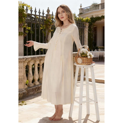 Women Tunic Dress Medieval Long Dress With Long Sleeves Renaissance Embroidery Vintage Beige Skirt Peasant Long Dress Cosplay Costumes