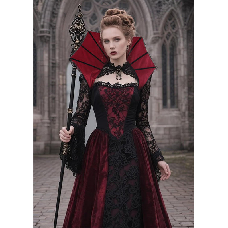 Women Vampire Stand Up Collar Victorian Gothic Queen Neck Collar Cosplay Costume Accessories For Party Halloween