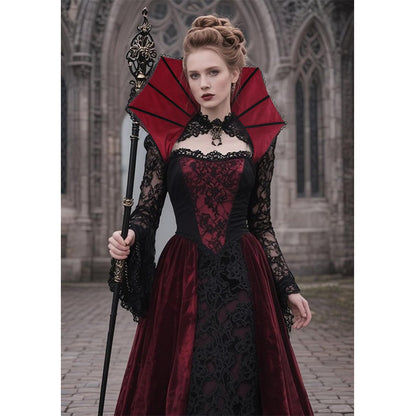 Women Vampire Stand Up Collar Victorian Gothic Queen Neck Collar Cosplay Costume Accessories For Party Halloween