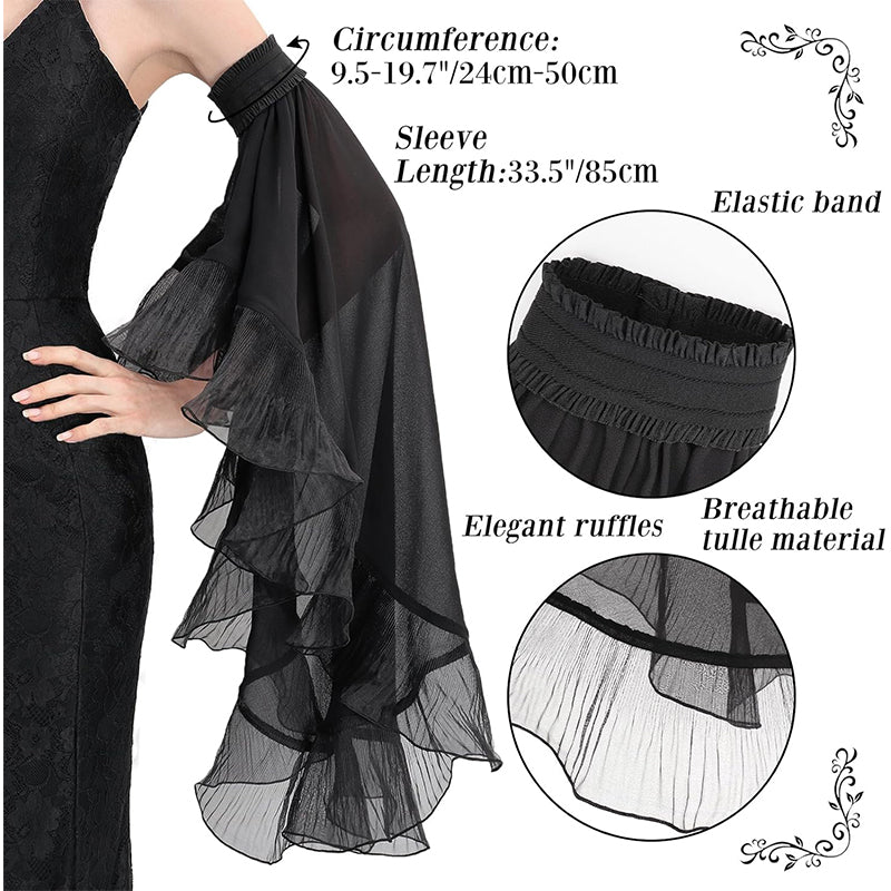 Women Victorian Detachable Sleeve Gothic Tulle Sleeves Mesh Cuffs Chiffon Lace Arm Sleeves