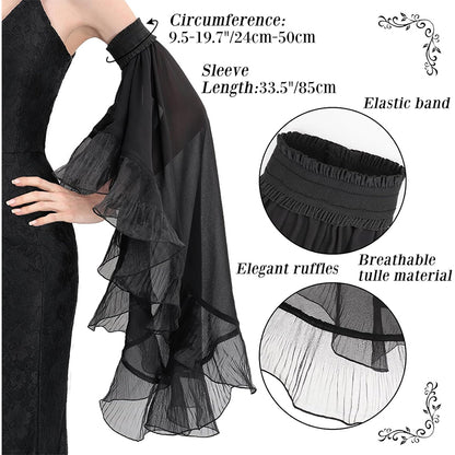 Women Victorian Detachable Sleeve Gothic Tulle Sleeves Mesh Cuffs Chiffon Lace Arm Sleeves