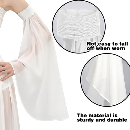 Women Victorian Long Tulle Gloves Gothic Black White Lace Chiffon Detachable Sleeves Vampire Witch Cosplay Costume Accessories