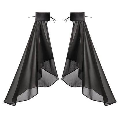 Women Victorian Long Tulle Gloves Gothic Black White Lace Chiffon Detachable Sleeves Vampire Witch Cosplay Costume Accessories