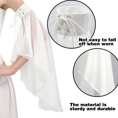 Women Victorian Long Tulle Gloves Gothic Black White Lace Chiffon Detachable Sleeves Vampire Witch Cosplay Costume Accessories