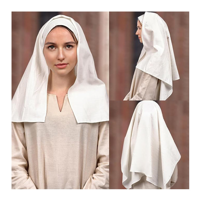 Medieval Women White Headscarf Renaissance Hat Scarf Cosplay Ren Faire Costume Accessories