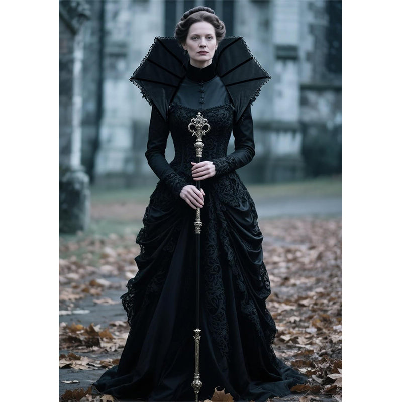 Women Vampire Stand Up Collar Victorian Gothic Queen Neck Collar Cosplay Costume Accessories For Party Halloween