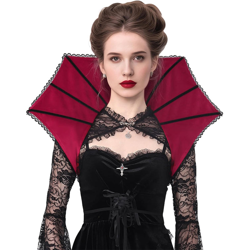L'VOW Gothic Black Lace Vampire Collar Victorian Stand Up Feather Collar for Women Halloween Masquerade Feather Costume for sale L'VOW Gothic Black Lace Vampire Collar Victorian Stand Up Feather Collar for Women Halloween Masquerade Feather Costume for sale
