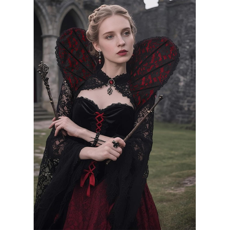 Women Vampire Stand Up Collar Victorian Gothic Queen Neck Collar Cosplay Costume Accessories For Party Halloween