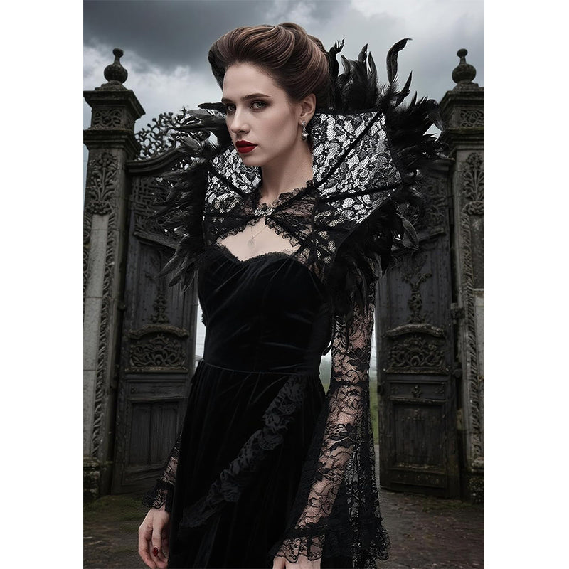 Women Vampire Stand Up Collar Victorian Gothic Queen Neck Collar Cosplay Costume Accessories For Party Halloween