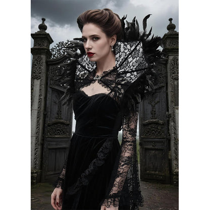 Women Vampire Stand Up Collar Victorian Gothic Queen Neck Collar Cosplay Costume Accessories For Party Halloween