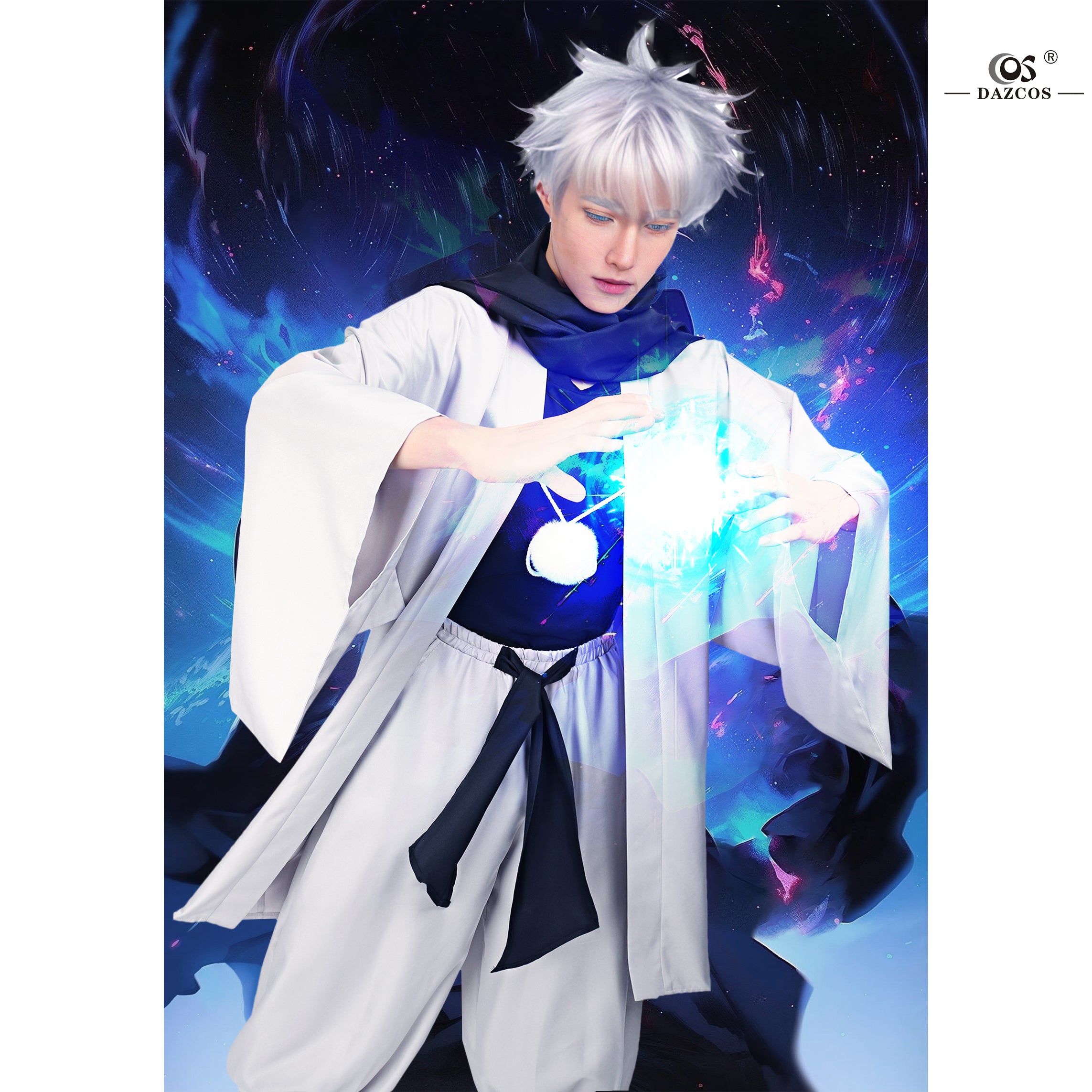 Satoru Cosplay Haori Kimono Jacket Men with Scarf Satoru Costume Adult Outfits Japan Kimono Comic-Con Carnival Clothing