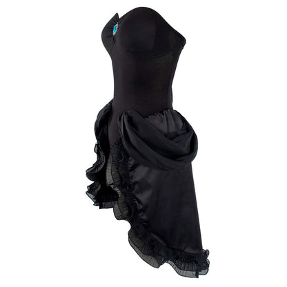 DAZCOS Femmes US Taille Bowsette Cosplay Costume Noir Robe Gothique