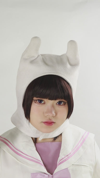 Men Anime Cosplay Finn Hat White Bunny Ears for Easter Day Costume Halloween Accessory