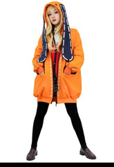 Orange Long Thigh Hoodie
