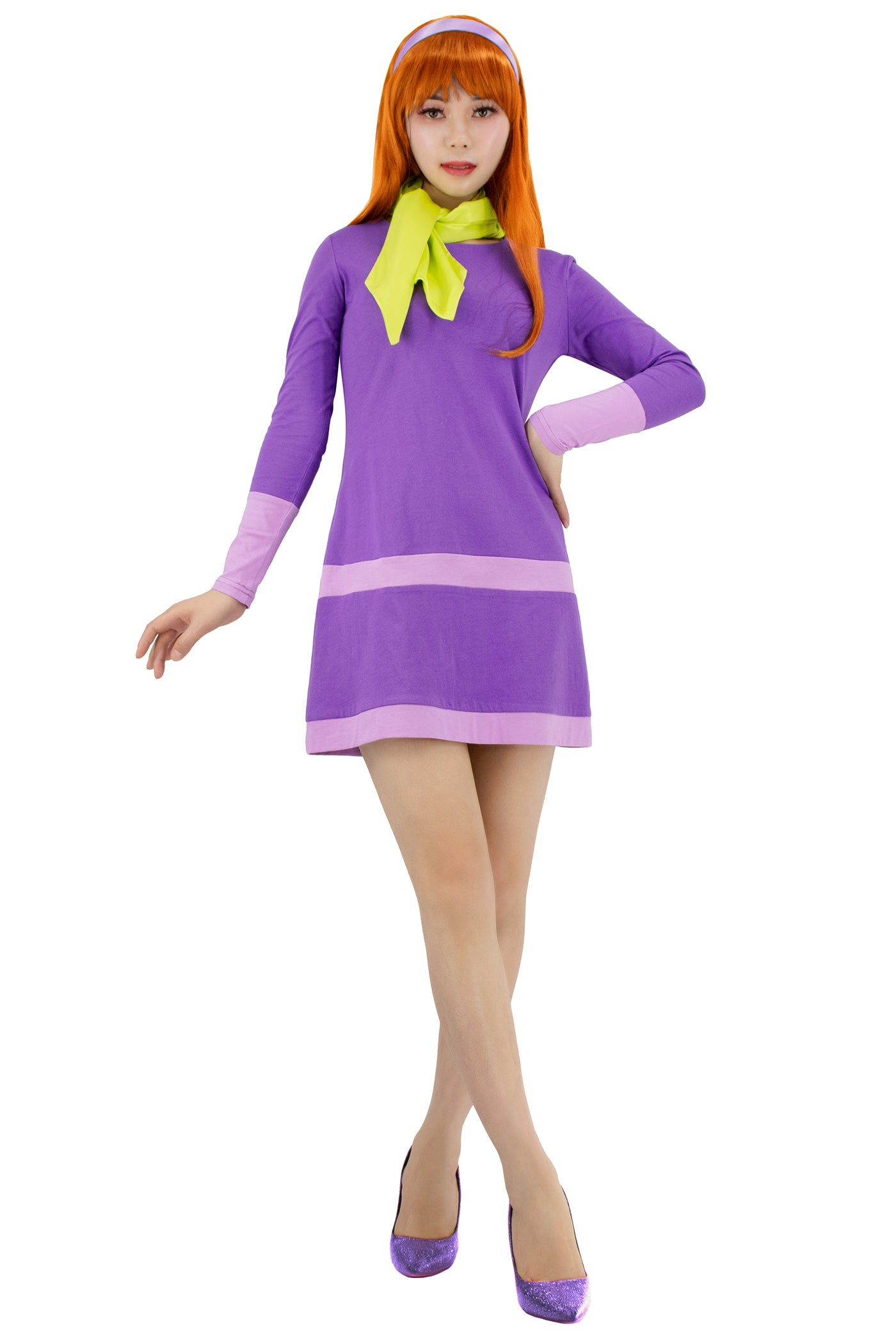 Womens Daphne Cosplay Costume Outfit with Scarf Headband