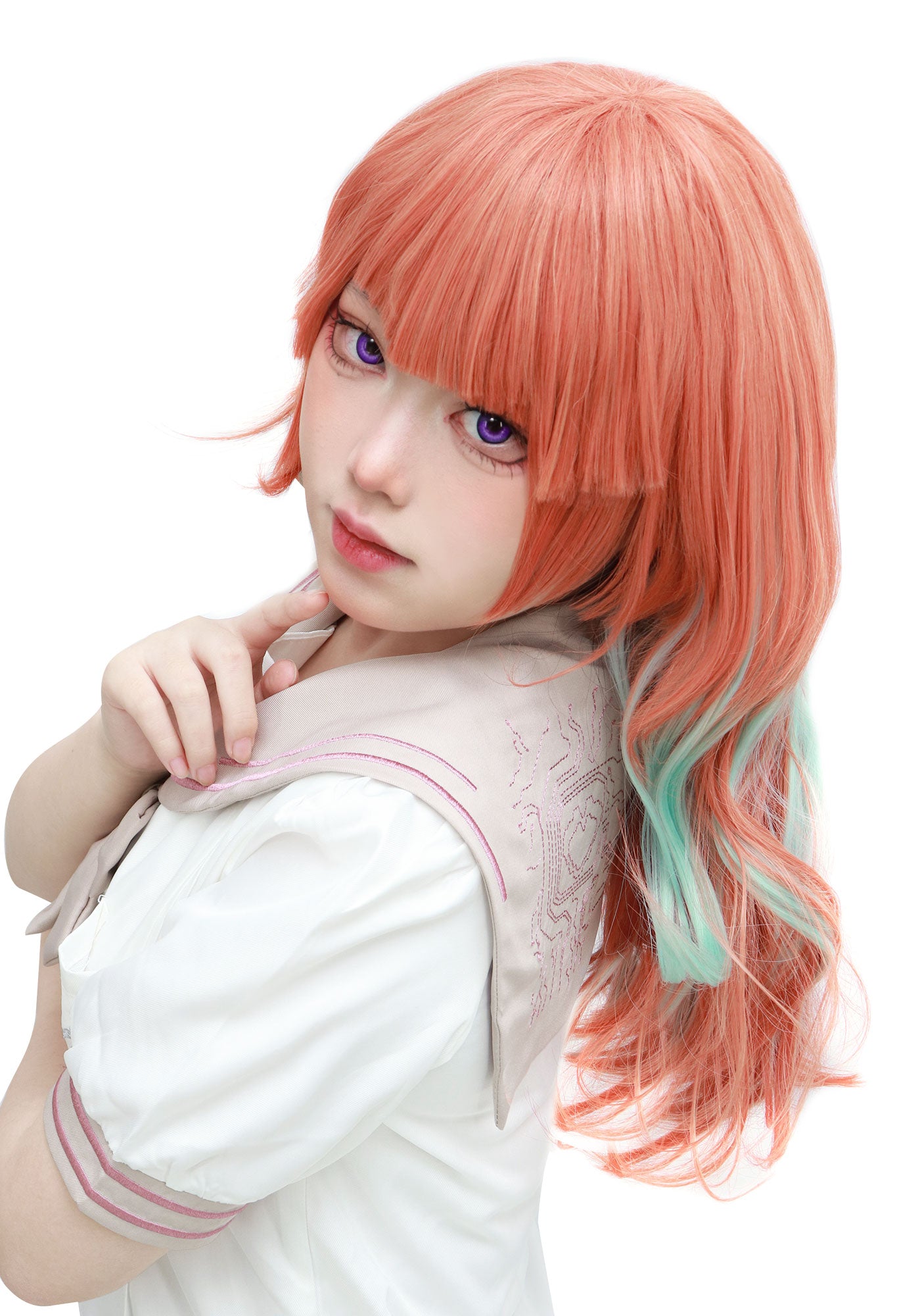 Hololive VTuber Takanashi Kiara Cosplay Wig for Anime Costume Orange