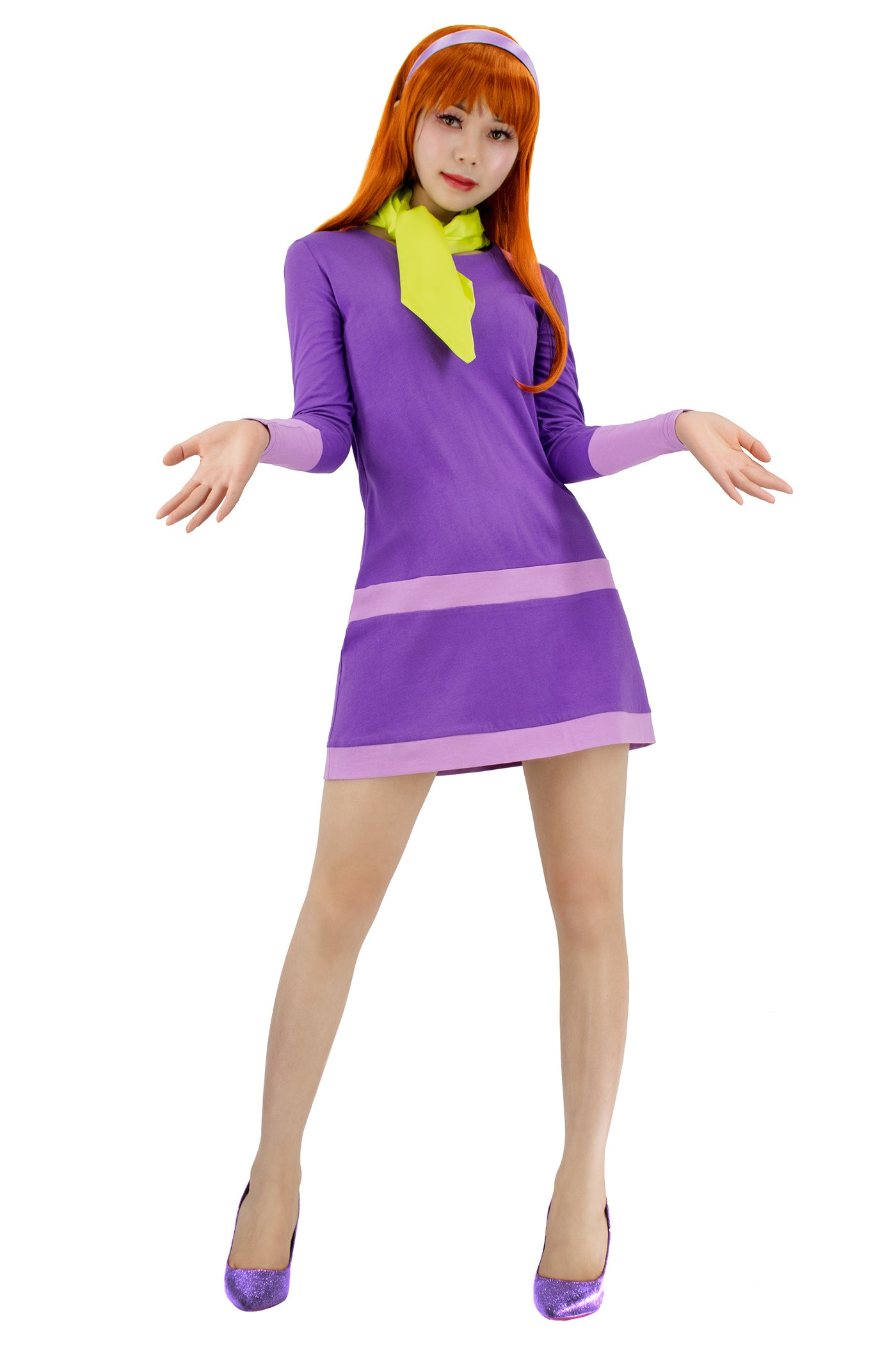 Womens Daphne Cosplay Costume Outfit with Scarf Headband