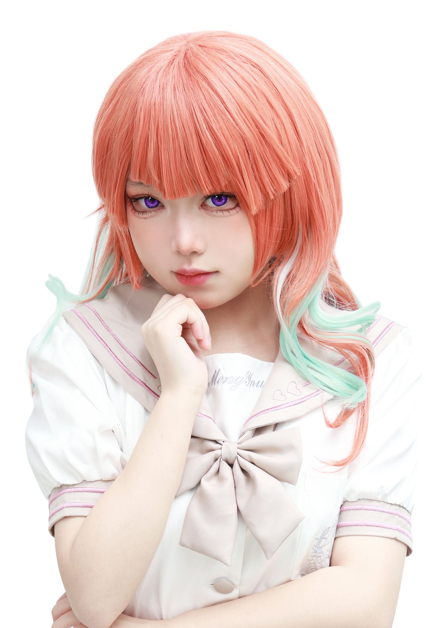 Hololive VTuber Takanashi Kiara Cosplay Perruque pour Costume Anime Orange