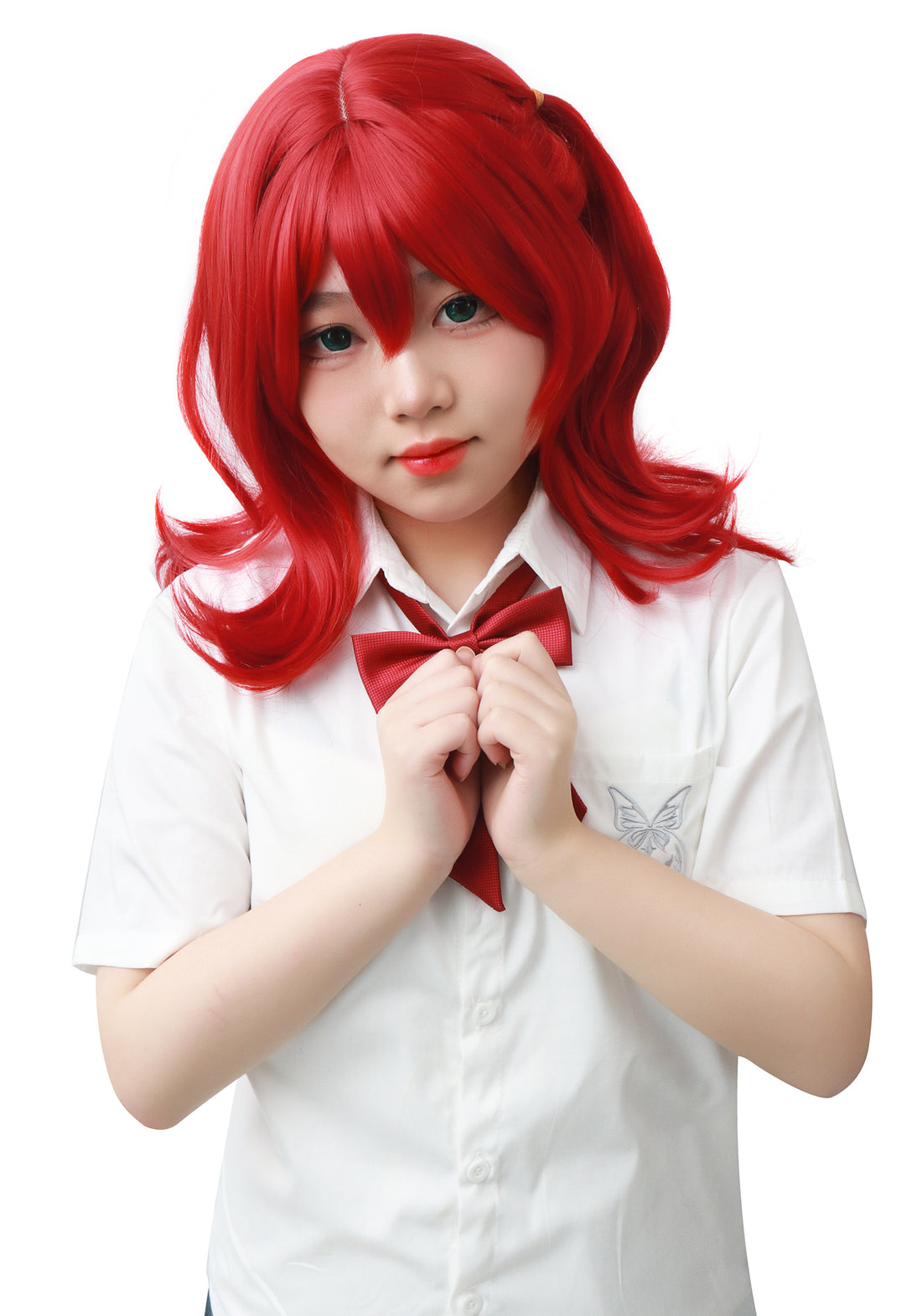 DAZCOS Kita Ikuyo with Side Ponytail Red Cosplay Wig Red
