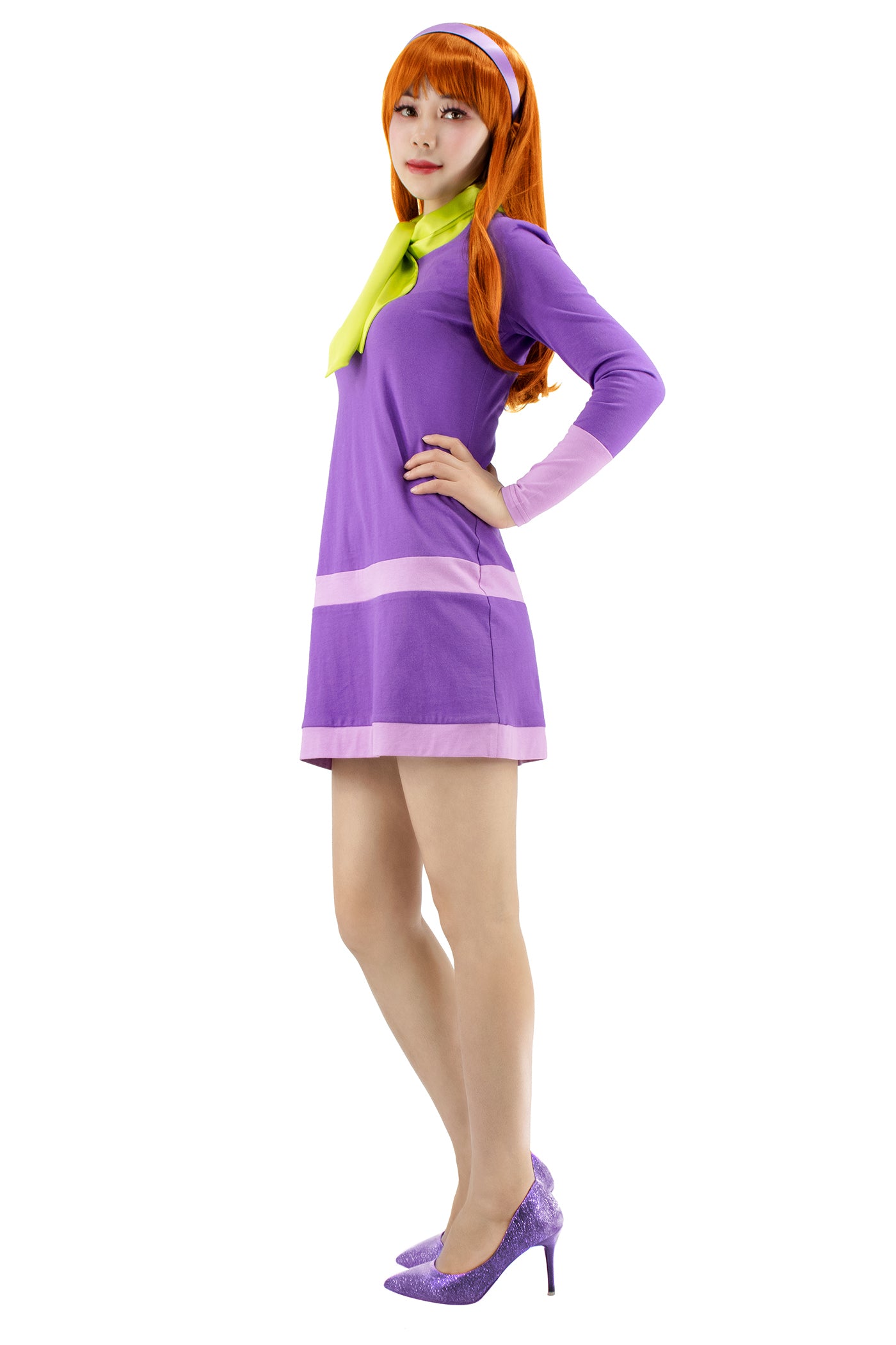 Womens Daphne Cosplay Costume Outfit with Scarf Headband