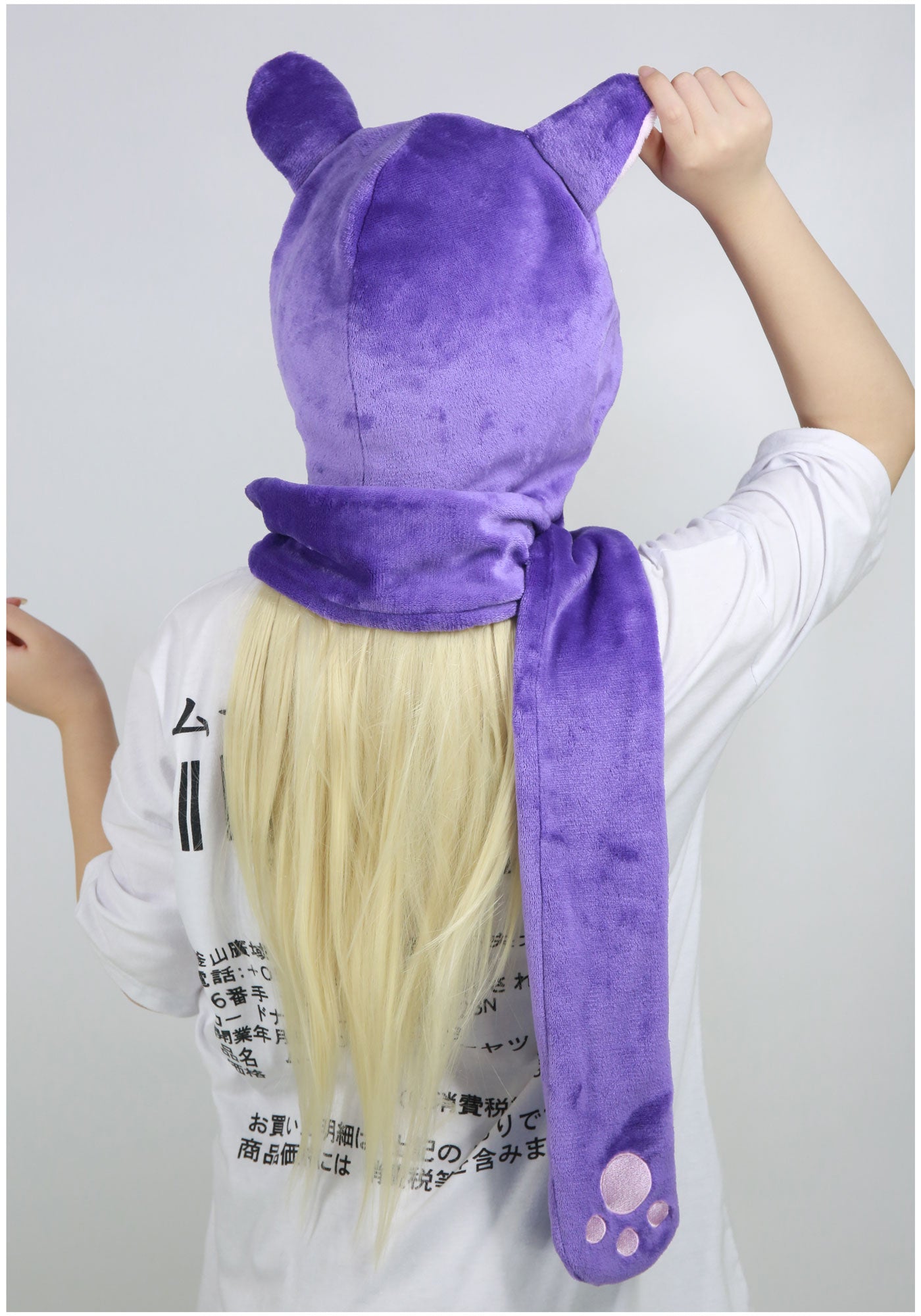 DAZCOS Sailor Luna Hat Cosplay Kigurumi Cap for Women Soft Plush Coif with Cute Moon Pattern Purple