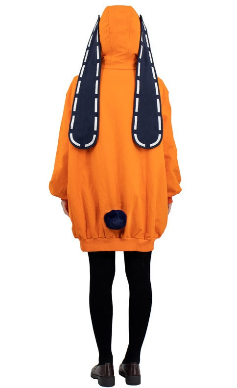 Orange Long Thigh Hoodie Back view