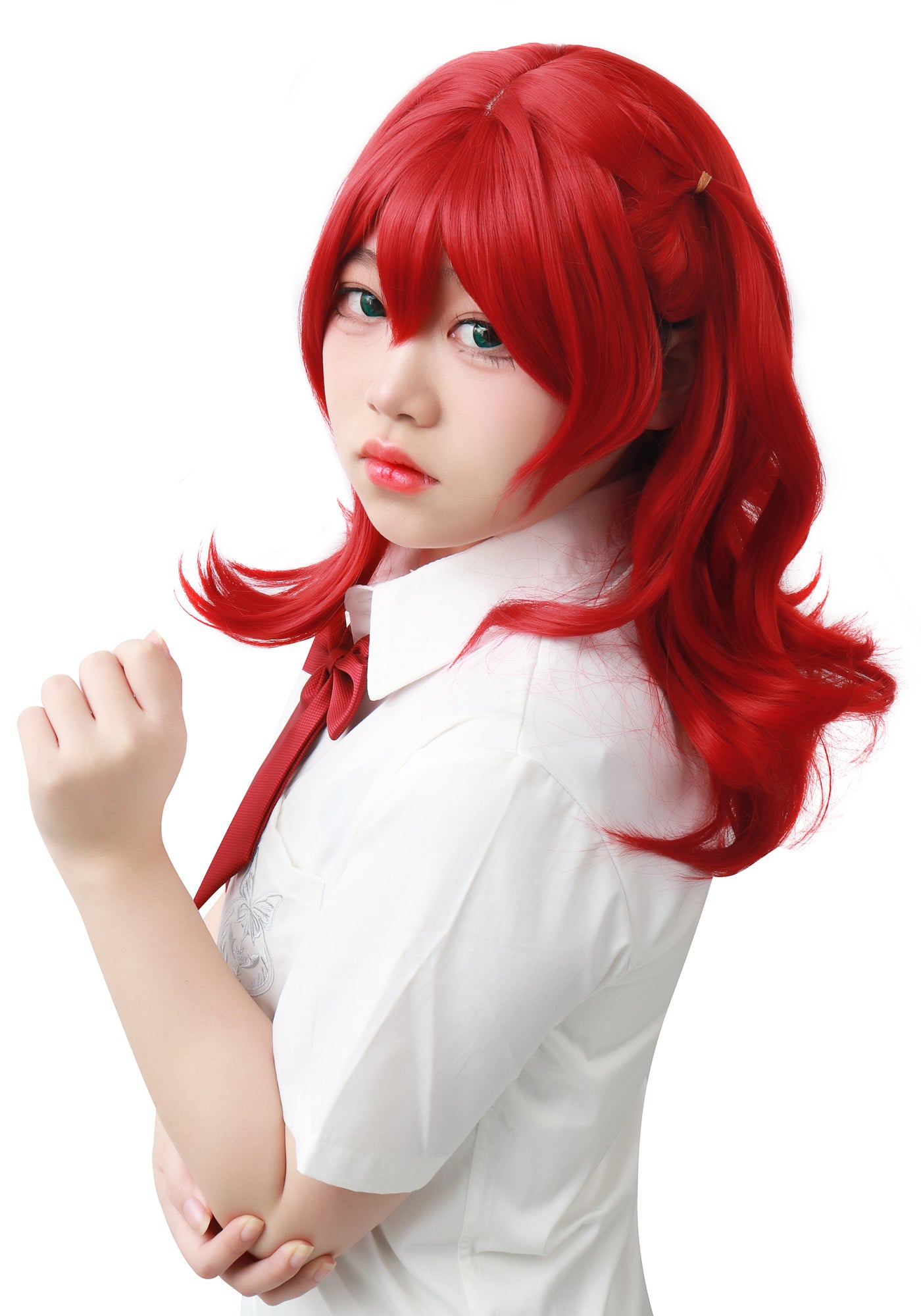 DAZCOS Kita Ikuyo with Side Ponytail Red Cosplay Wig Red