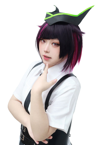 DAZCOS Lilia Vanrouge Cosplay Wig for Anime Halloween Costume (Black&amp;Pink)