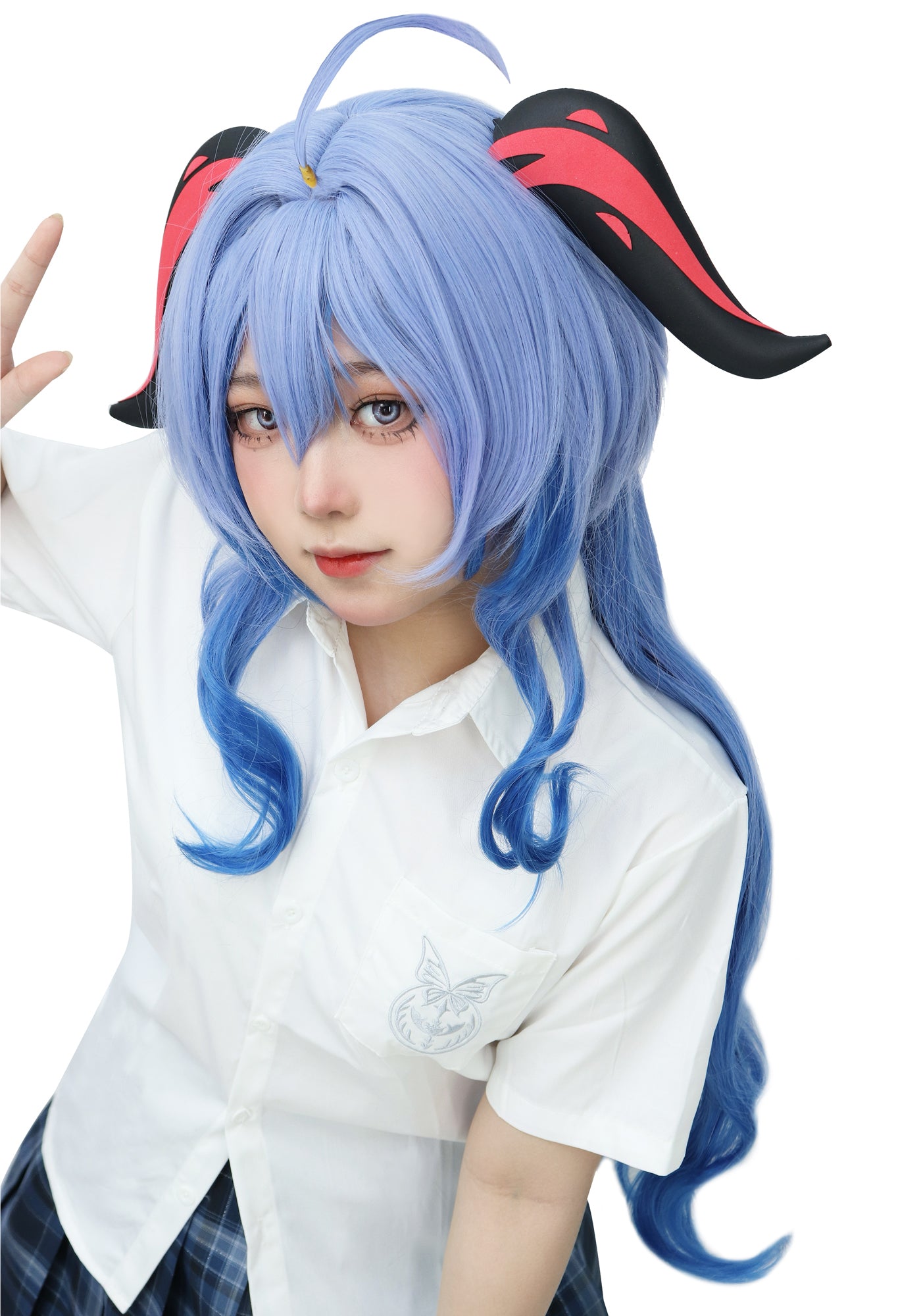 Ganyu Cosplay Wig with Cap for Costume Accessory(Blue) one size